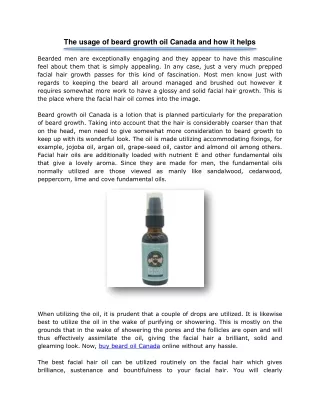 The usage of beard growth oil Canada and how it helps