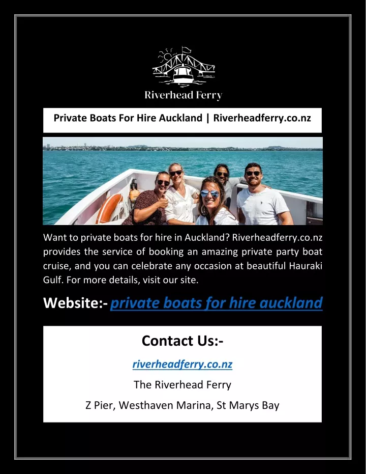 private boats for hire auckland riverheadferry