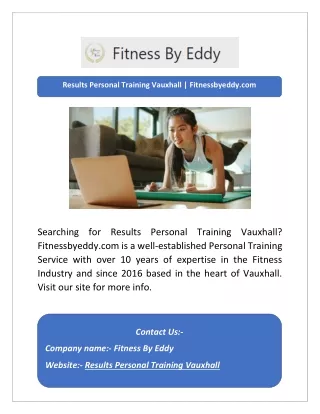 Results Personal Training Vauxhall | Fitnessbyeddy.com