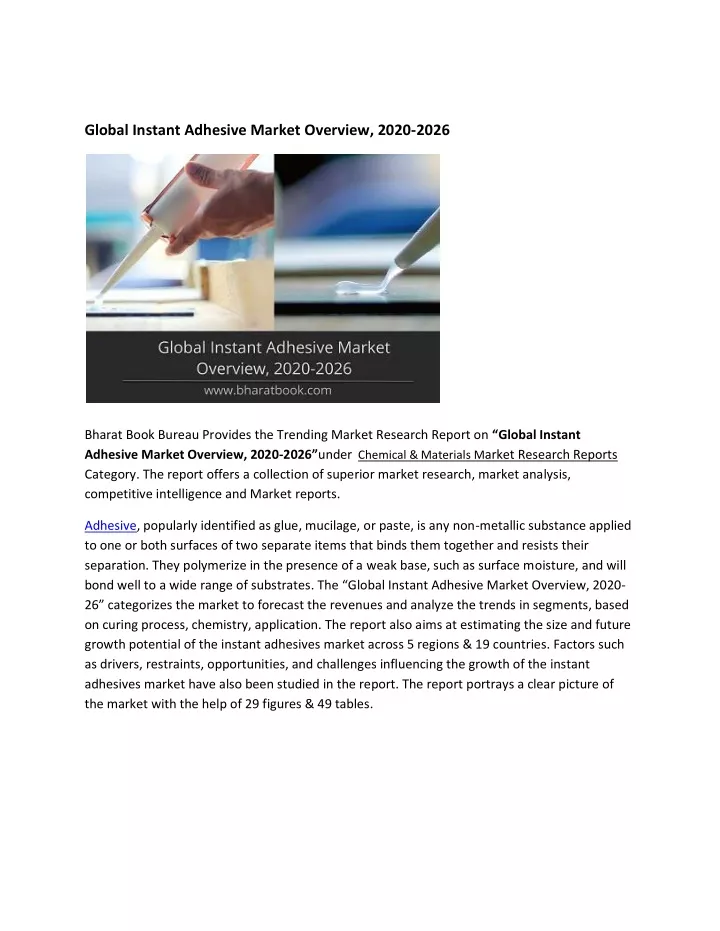 global instant adhesive market overview 2020 2026