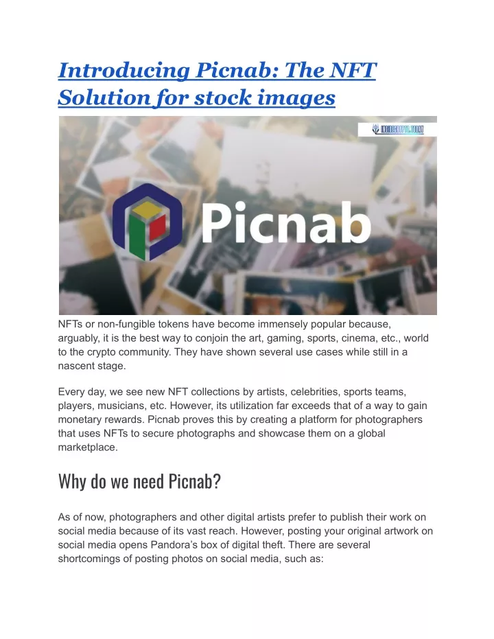 introducing picnab the nft solution for stock