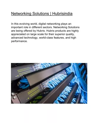 networking solutions hubrisindia