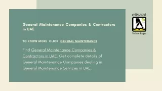 General Maintenance Companies & Contractors in UAE