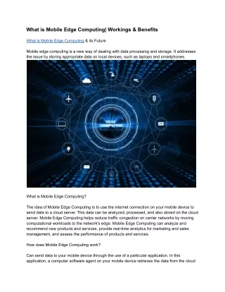 What is Mobile Edge Computing| Workings & Benefits