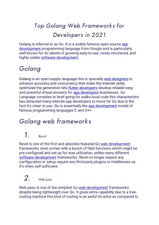 top golang web frameworks for developers in 2021