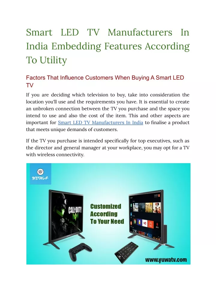smart led tv manufacturers in india embedding