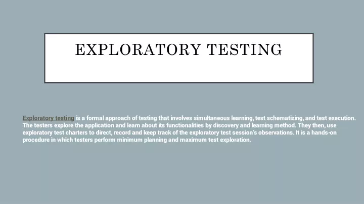 exploratory testing