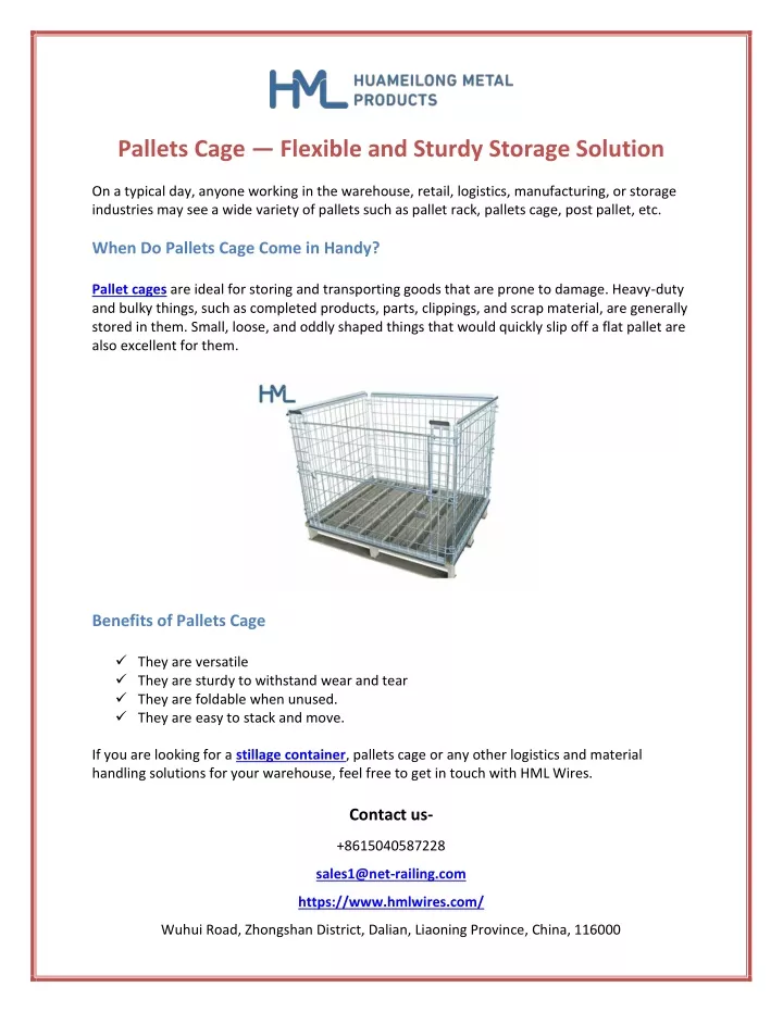 pallets cage flexible and sturdy storage solution