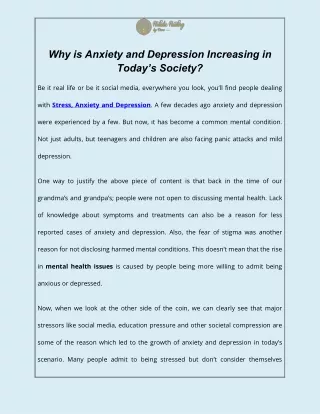 Why is Anxiety and Depression Increasing in Today’s Society?