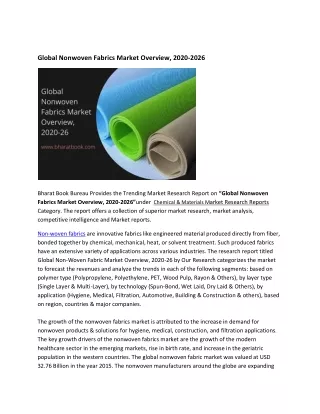 Global Nonwoven Fabrics Market Research Report 2020-2026
