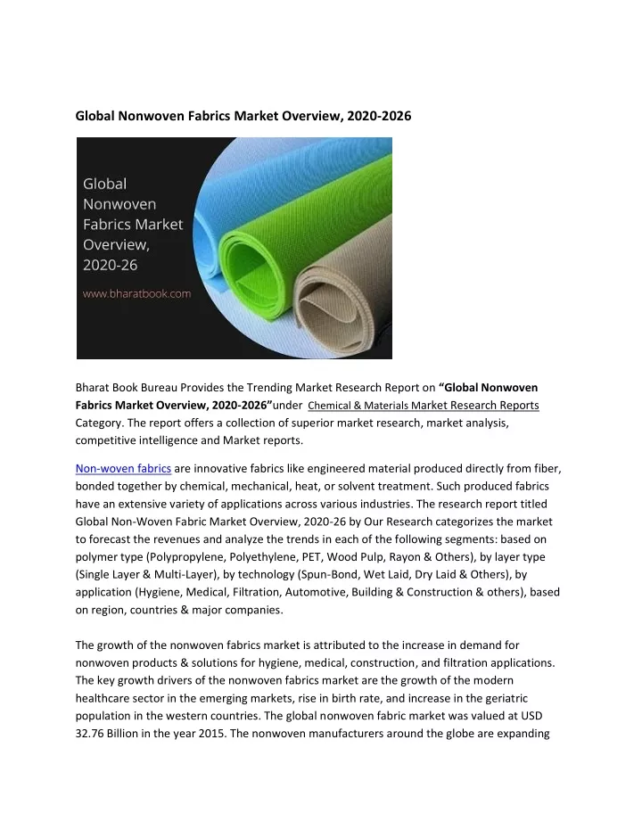 global nonwoven fabrics market overview 2020 2026