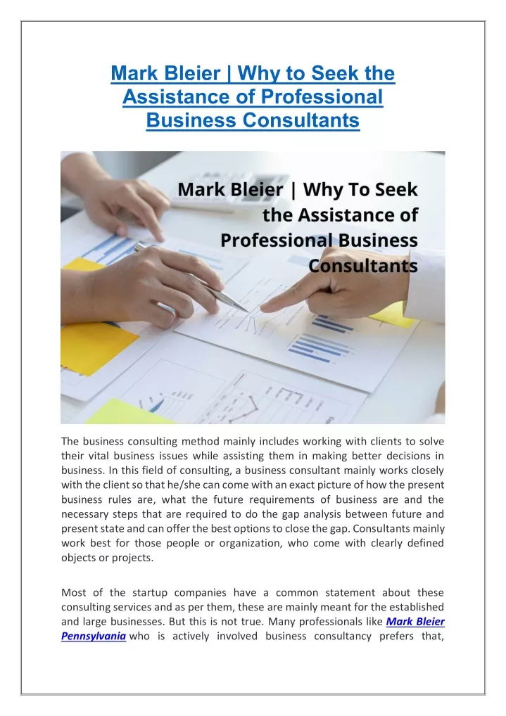 mark bleier why to seek the assistance