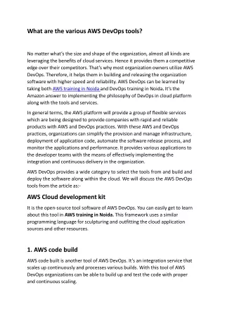 what are the various aws devops tools no matter