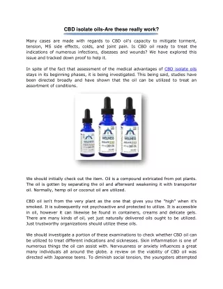 CBD isolate oils-Are these really work