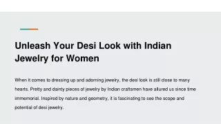 Unleash Your Desi Look with Indian Jewelry for Women