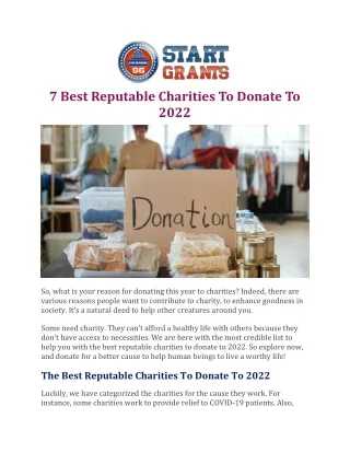 7 Best Reputable Charities To Donate To 2022