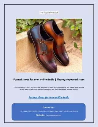 Formal shoes for men online India | Theroyalepeacock.com