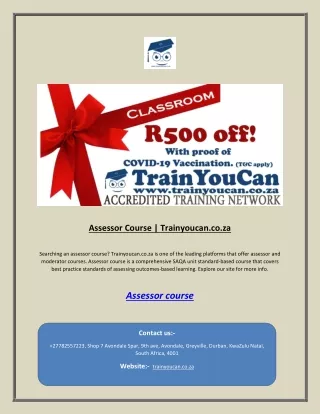 Assessor Course | Trainyoucan.co.za
