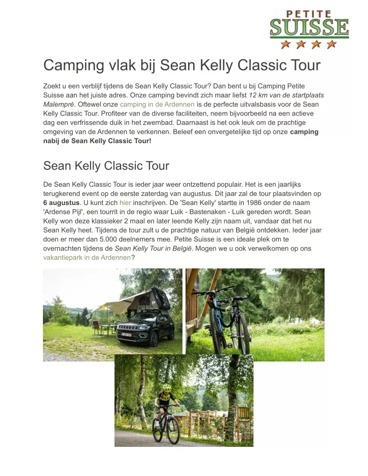 camping vlak bij sean kelly classic tour