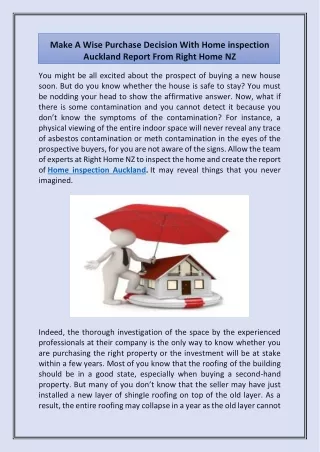 make a wise purchase decision with home