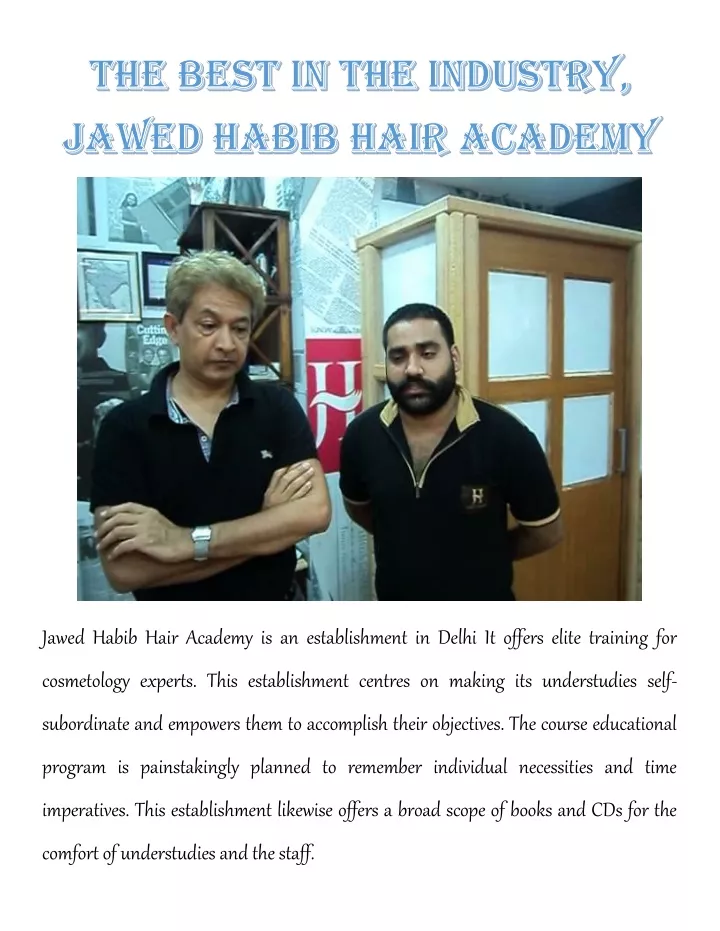 jawed habib hair academy is an establishment