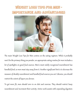 the main weight loss tips for men centres