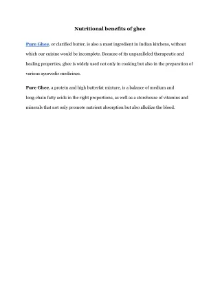nutritional benefits of ghee