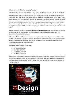 Which is the best Web Design Company Toronto