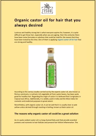 Organic castor oil for hair that you always desired