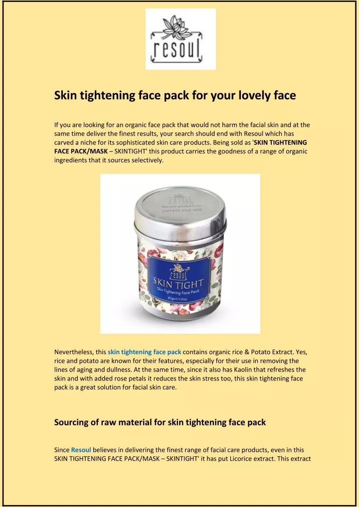 skin tightening face pack for your lovely face