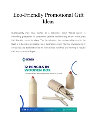Eco-Friendly Promotional Gift Ideas