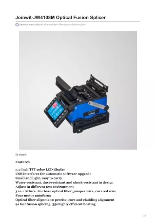 Joinwit-JW4108M Optical Fusion Splicer - iqratech.com.bd