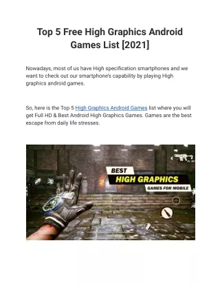 top 5 free high graphics android games list 2021