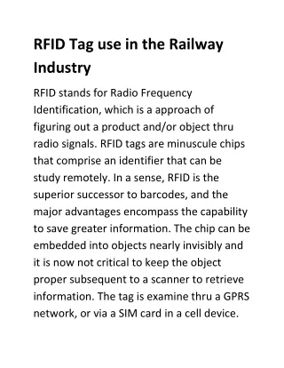 rfid tag use in the railway industry