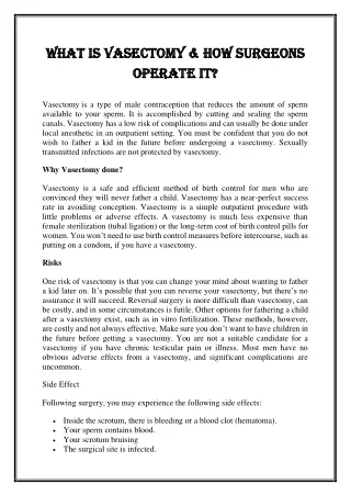 what is vasectomy how surgeons what is vasectomy