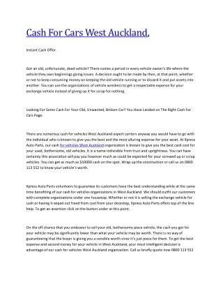 Cash For Cars West Auckland pdf