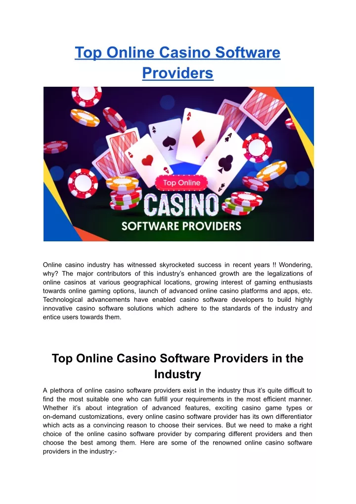 top online casino software providers