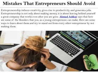 mistakes that entrepreneurs should avoid