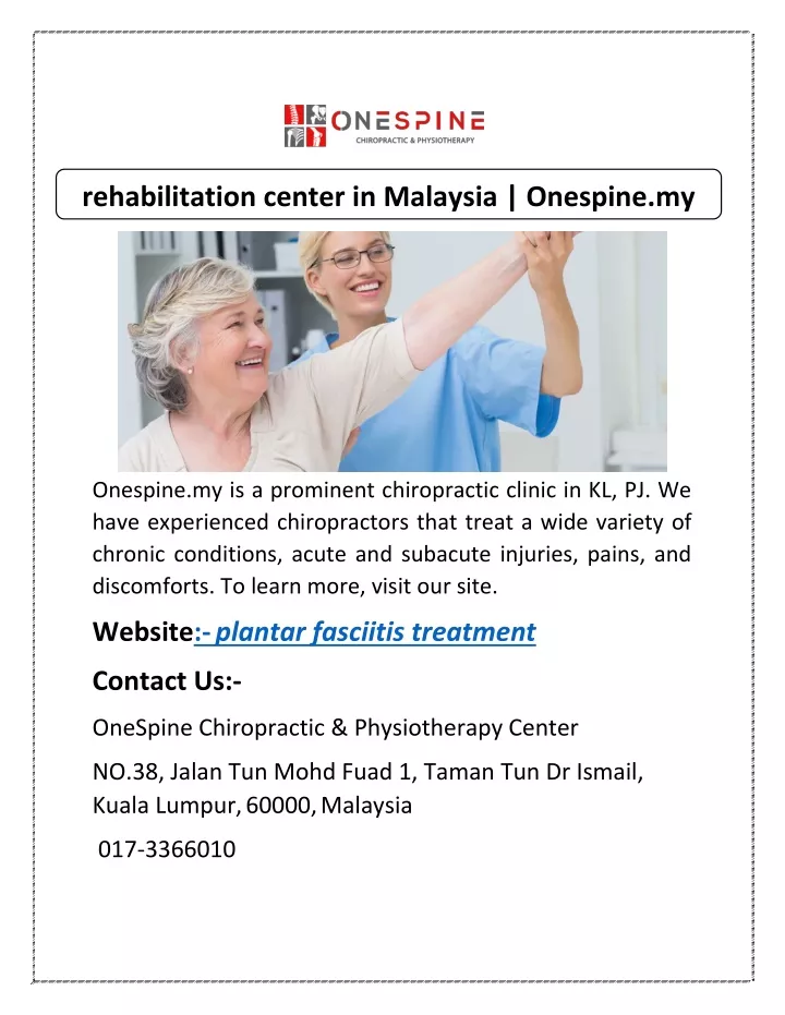 rehabilitation center in malaysia onespine my