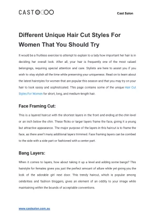 Different Unique Hair Cut Styles For Women That You Should Try