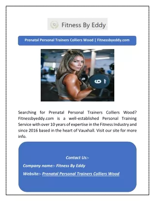 Prenatal Personal Trainers Colliers Wood | Fitnessbyeddy.com