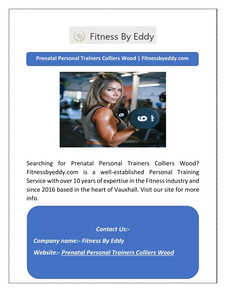 prenatal personal trainers colliers wood