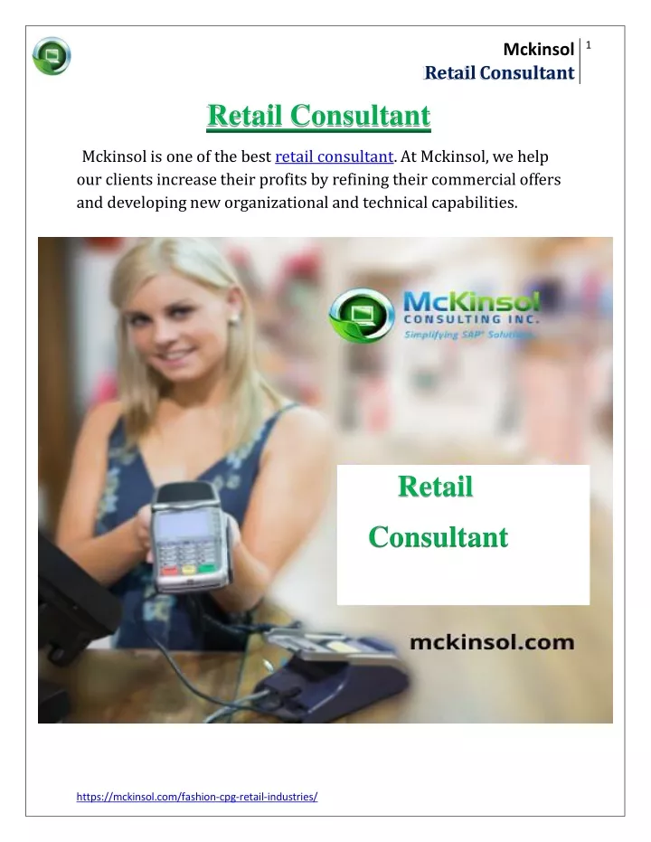 mckinsol retail consultant retail consultant