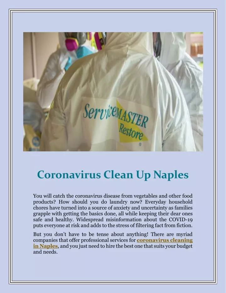 coronavirus clean up naples