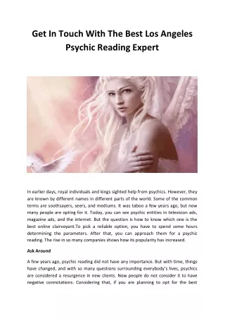 Get In Touch With The Best Los Angeles Psychic Reading Expert