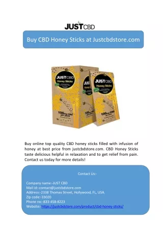 buy cbd honey sticks at justcbdstore com