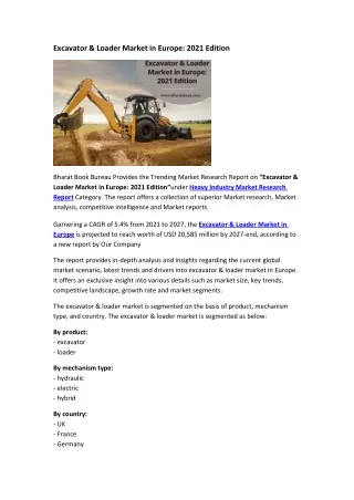 excavator loader market in europe 2021 edition