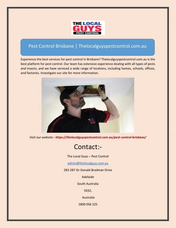 Pest Control BrisbanePest Control Brisbane | Thelocalguyspestcontrol.com.au