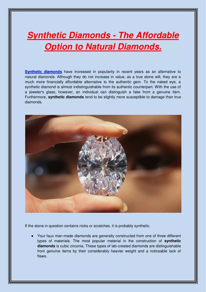 synthetic diamonds the affordable option