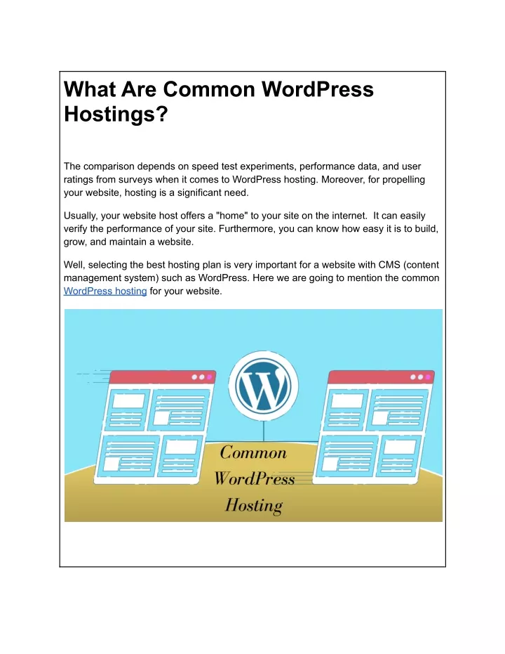 what are common wordpress hostings